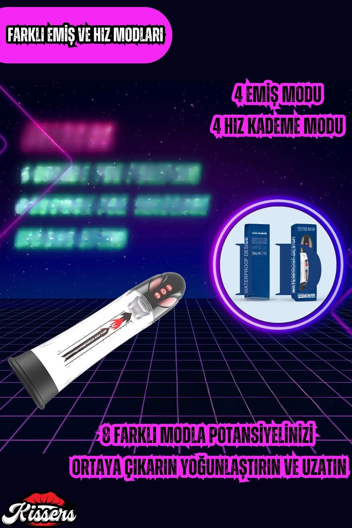 Büyük Hazneli Suyla Kullanılabilir 8 Modlu Yüksek Performans Şarjlı Otomatik Hydro Penis Pompası