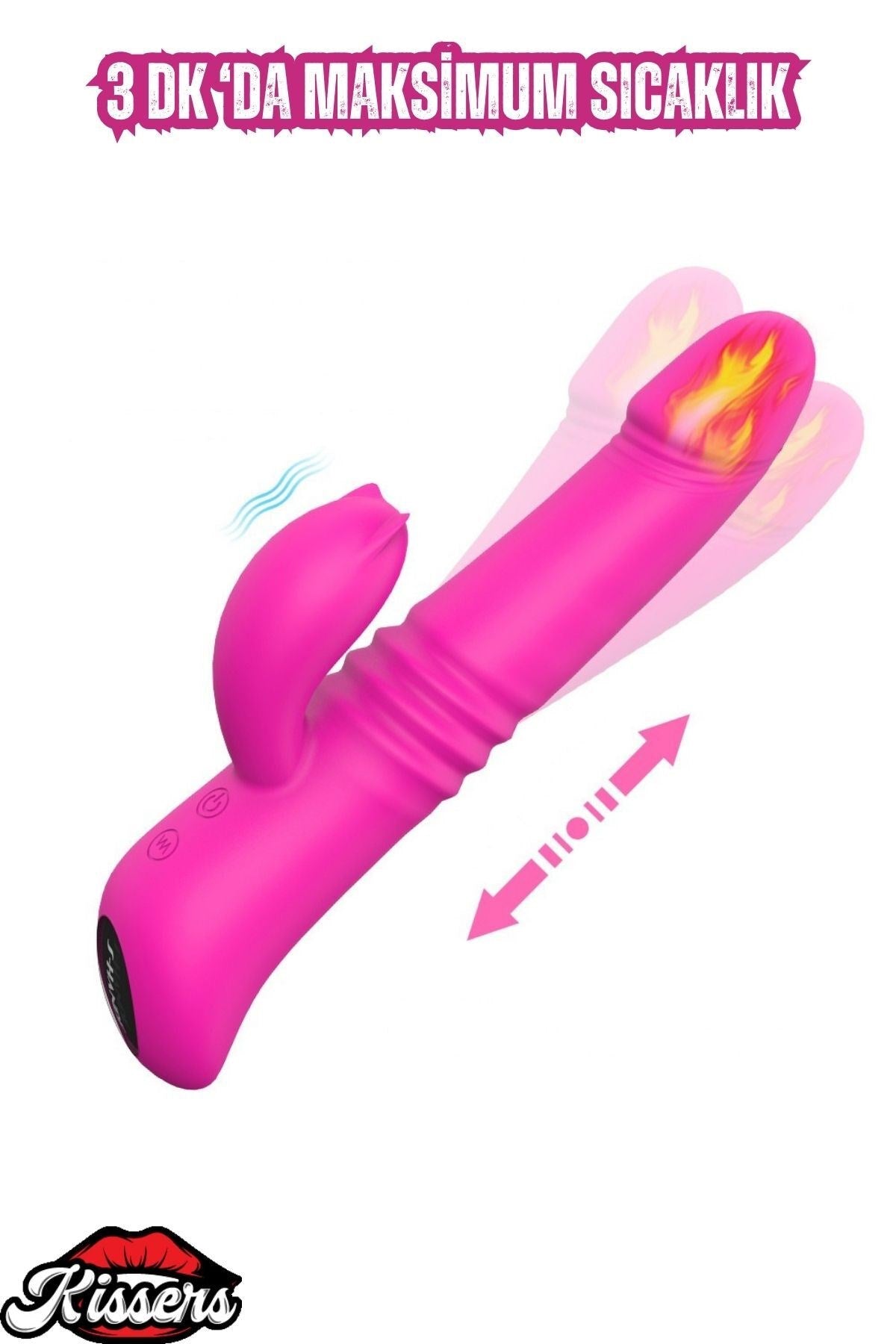 İleri Geri ve Dönme Hareketli Isıtmalı ve Titreşimli Klitoris Uyarıcı Rabbit Vibratör 21 Cm