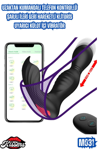 Uzaktan Kumandalı Telefon Kontrollü Şarjlı İleri Geri Hareketli Klitoris Uyarıcı Külot İçi Vibratör