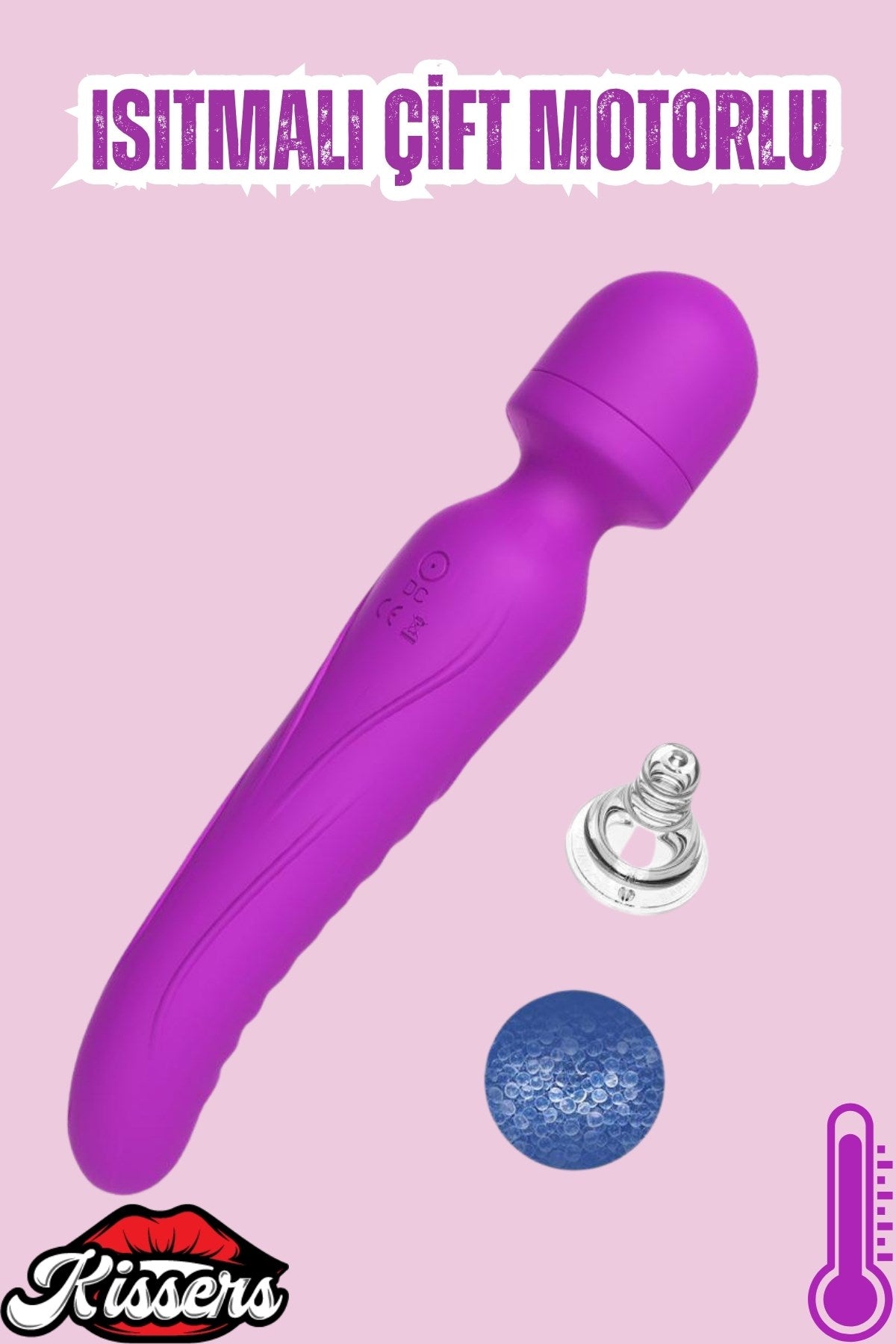Cinsel Oyuncak Klitoris Uyarıcılı Isıtmalı Çift Titreşim Motorlu Sıvı Geçirmez Vibratör Mor 23 Cm