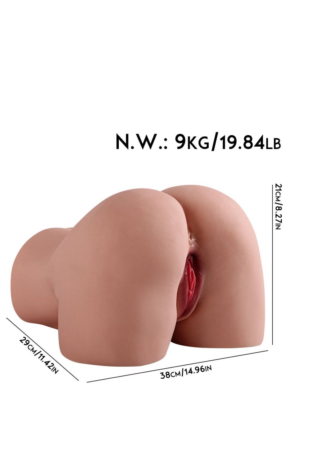 Ultra Realistik Premium Doku Manken Çift Girişli Kalça Mastürbatör 9 Kg Titreşimli Suni Vajina