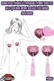 BDSM Gıdıklayıcı Püsküllü Yapışkanlı Pembe Parıltılı Kalp Şeklinde Meme Ucu Gizleyici