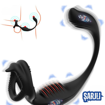 Şarjlı Testis ve Penis Halkalı Güçlü Titreşimli Çift Motorlu Perine ve Uyarıcı Vibratör