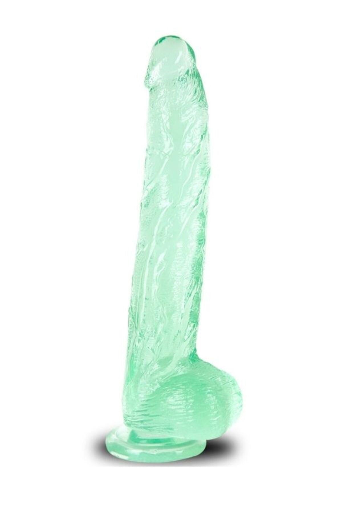 Ultra Realistik Eğilip Bükülebilir G Noktası Ve Klitoris Uyarıcı Dev Jel Yeşil Penis Dildo 33 Cm