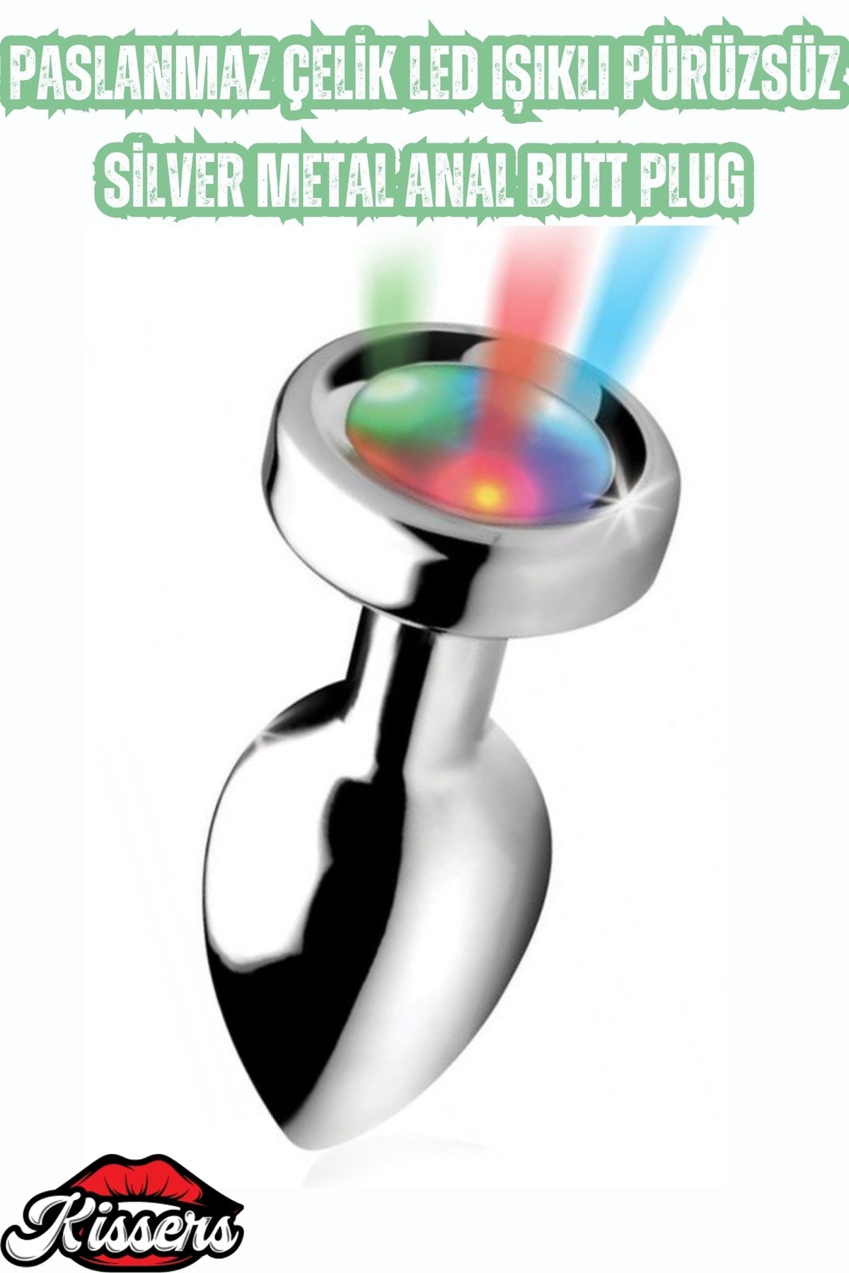 Paslanmaz Çelik LED Işıklı Pürüzsüz Silver Metal Anal Butt Plug