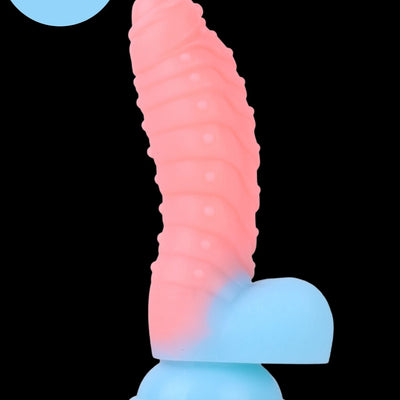Cinsel Oyuncak Karanlıkta Parlayan Tırtıklı Dildo Ultra Yumuşak Realistik Yapay Penis 18 Cm