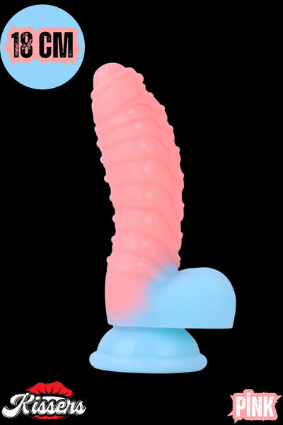 Cinsel Oyuncak Karanlıkta Parlayan Tırtıklı Dildo Ultra Yumuşak Realistik Yapay Penis 18 Cm