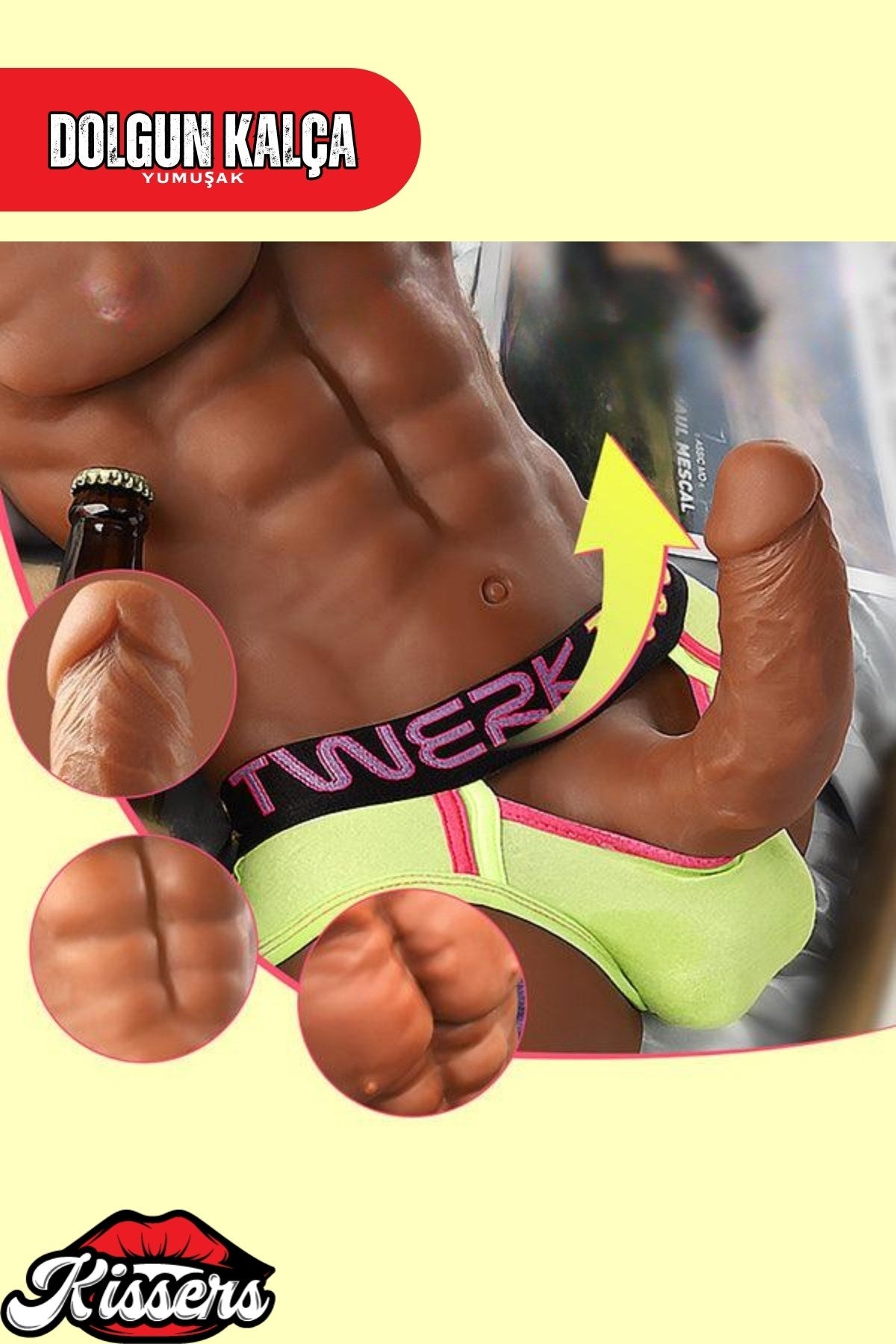 Anal Girişli Erkek Penisli Kaslı Esmer Ten Yarım Vücut Realistik Manken Mastürbatör 7.6 Kg