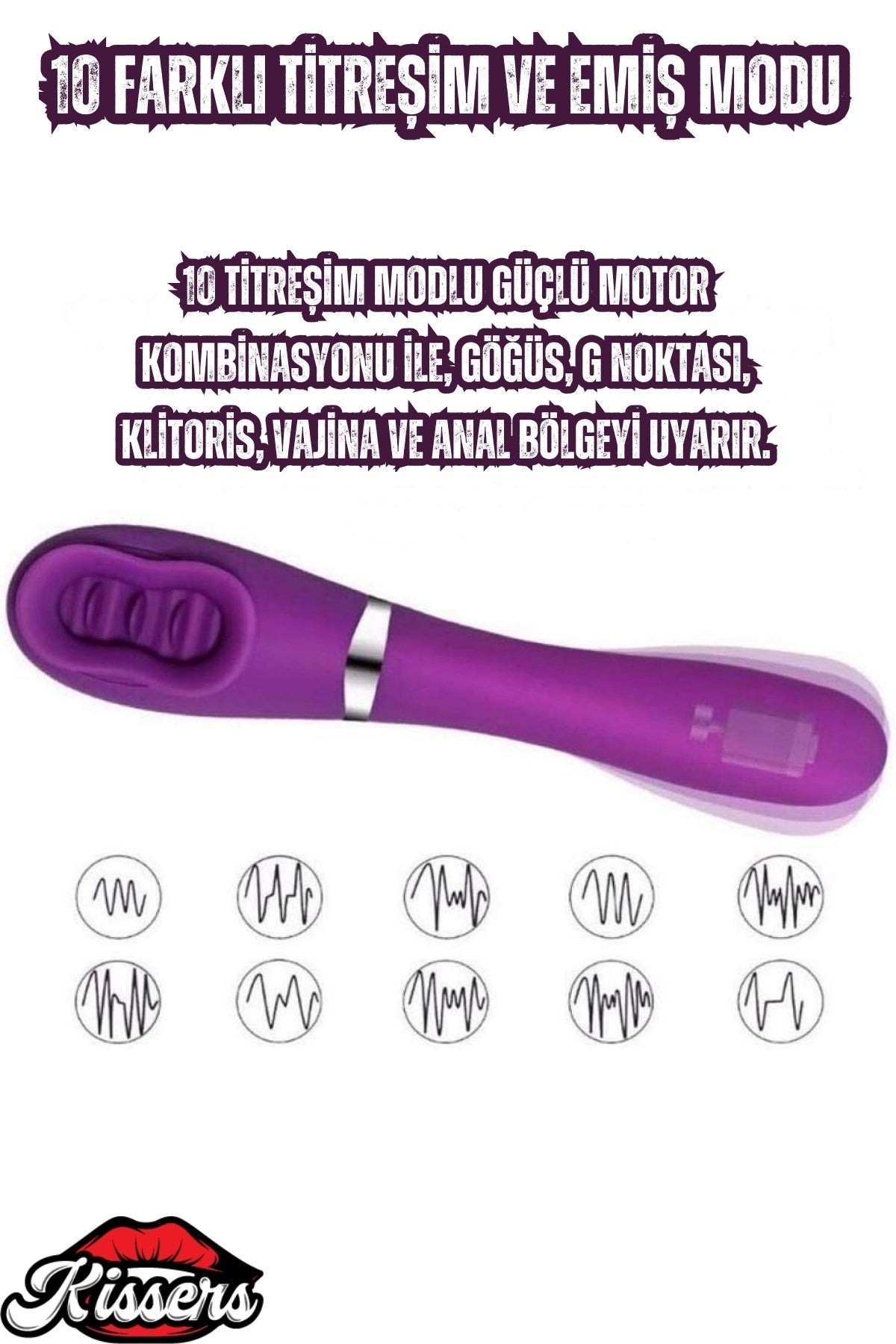 Mor Isıtmalı Çift Titreşimli Emiş ve Dil Anal Ve Klitoris Uyarıcılı Çift Taraflı Vibratör
