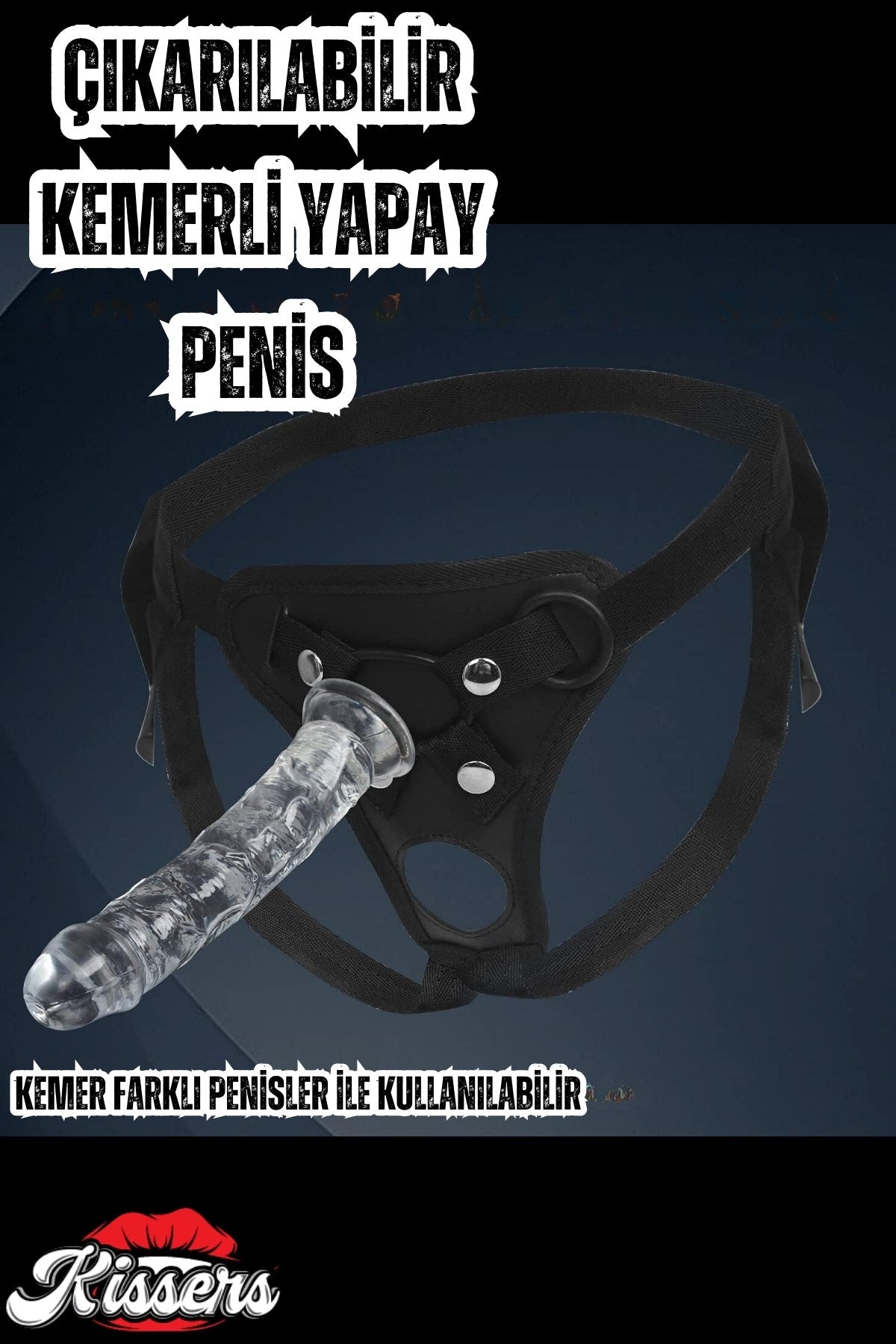 Şeffaf Jel Dokusunda Testissiz Damarlı Belden Bağlamalı Lüx Kemerli Realistik Penis Dildo 20 Cm