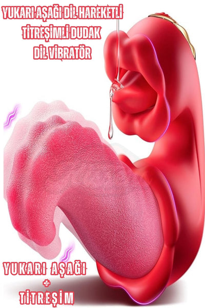 Yukarı Aşağı Dil Hareketli Titreşimli Dudak Hareketli 4in1 G Noktası Ve Klitoris Uyarıcı Vibratör