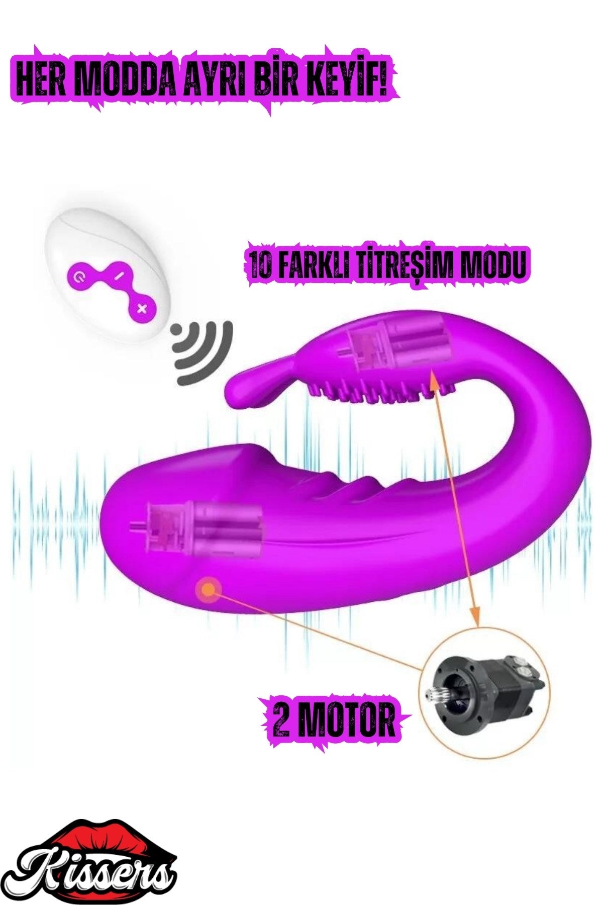 Kablosuz Kumandalı Şarjlı Tırtıklı Giyilebilir G Noktası Ve Klitoris Uyarıcılı 2 si 1 Arada Vibratör