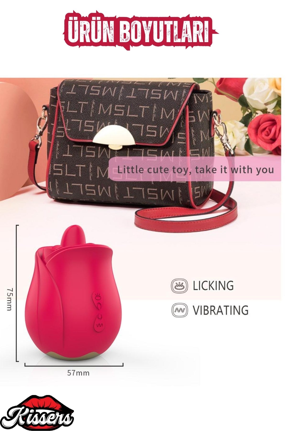 Rose Şarjlı Yeni Nesil Güçlü Titreşim Dil Yalama Hareketli Klitoris Uyarıcı Gül Vibratör