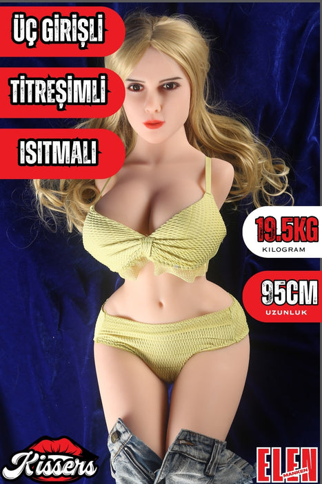 Yeni Nesil Anal Vajinal Oral İşlevli Isıtmalı Titreşimli Yarım Vucüt Realistik Manken 20 Kg Elen