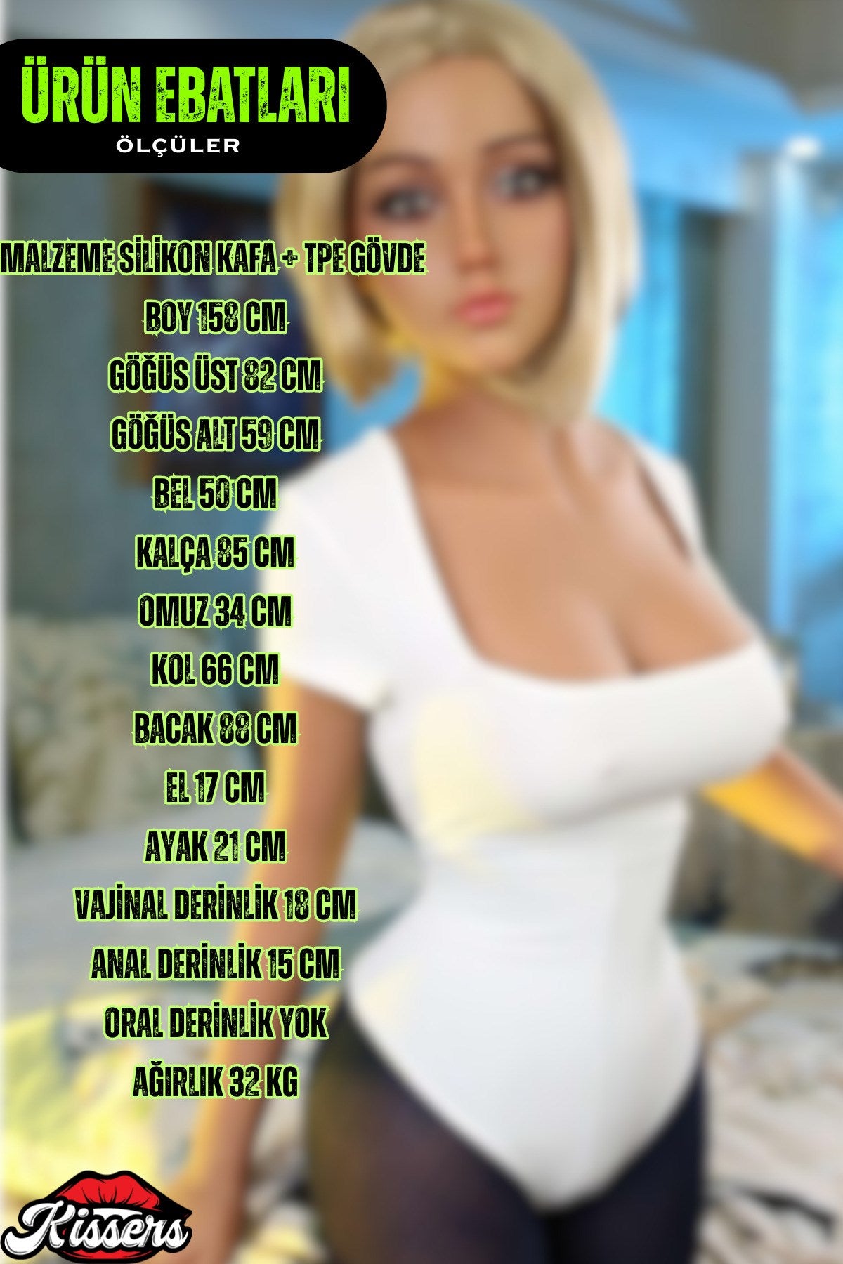 Hair Transplant Silikon Kafalı İskelet Sistemli 1.58 Boy Sex Doll Realistik Kadın Manken Scottie