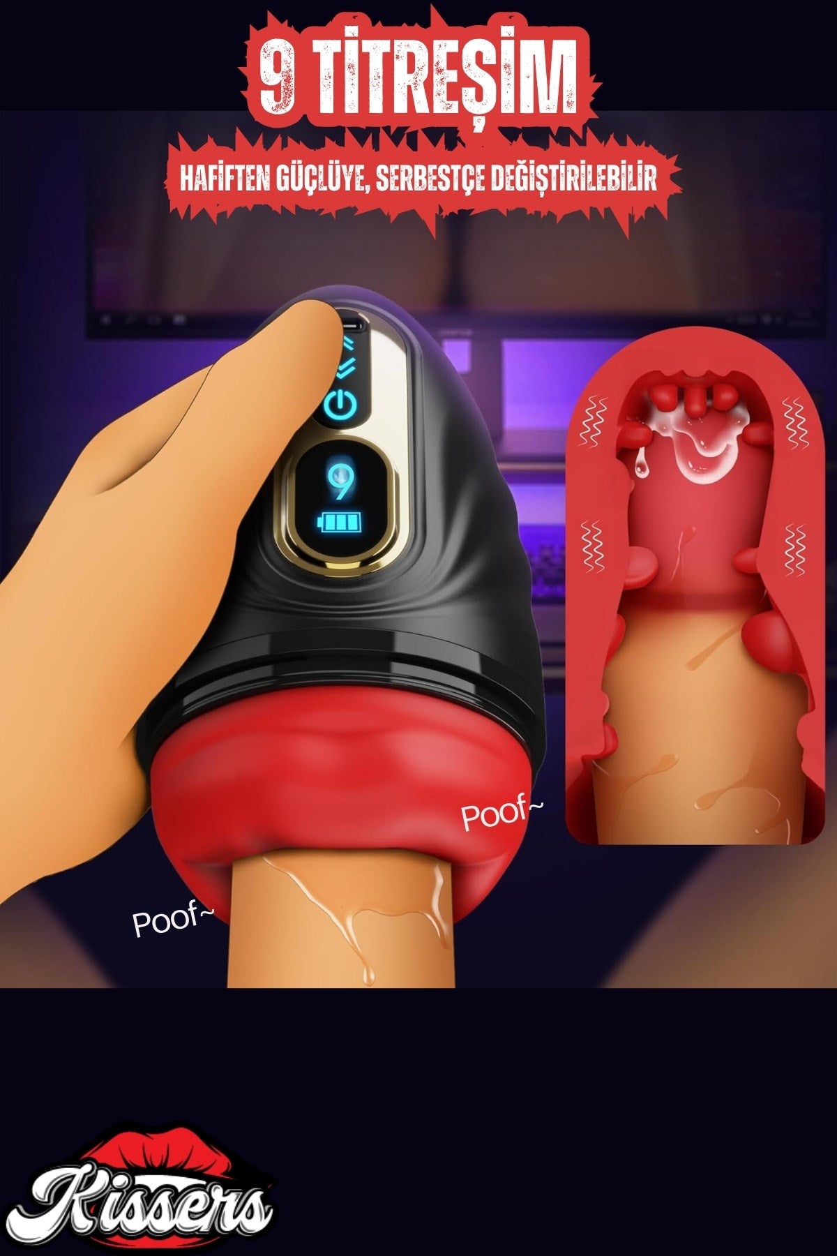 Akıllı Titreşimli Isıtmalı Dudak Tasarımlı Suni Vajina Oral Lcd Ekran Mastürbatör