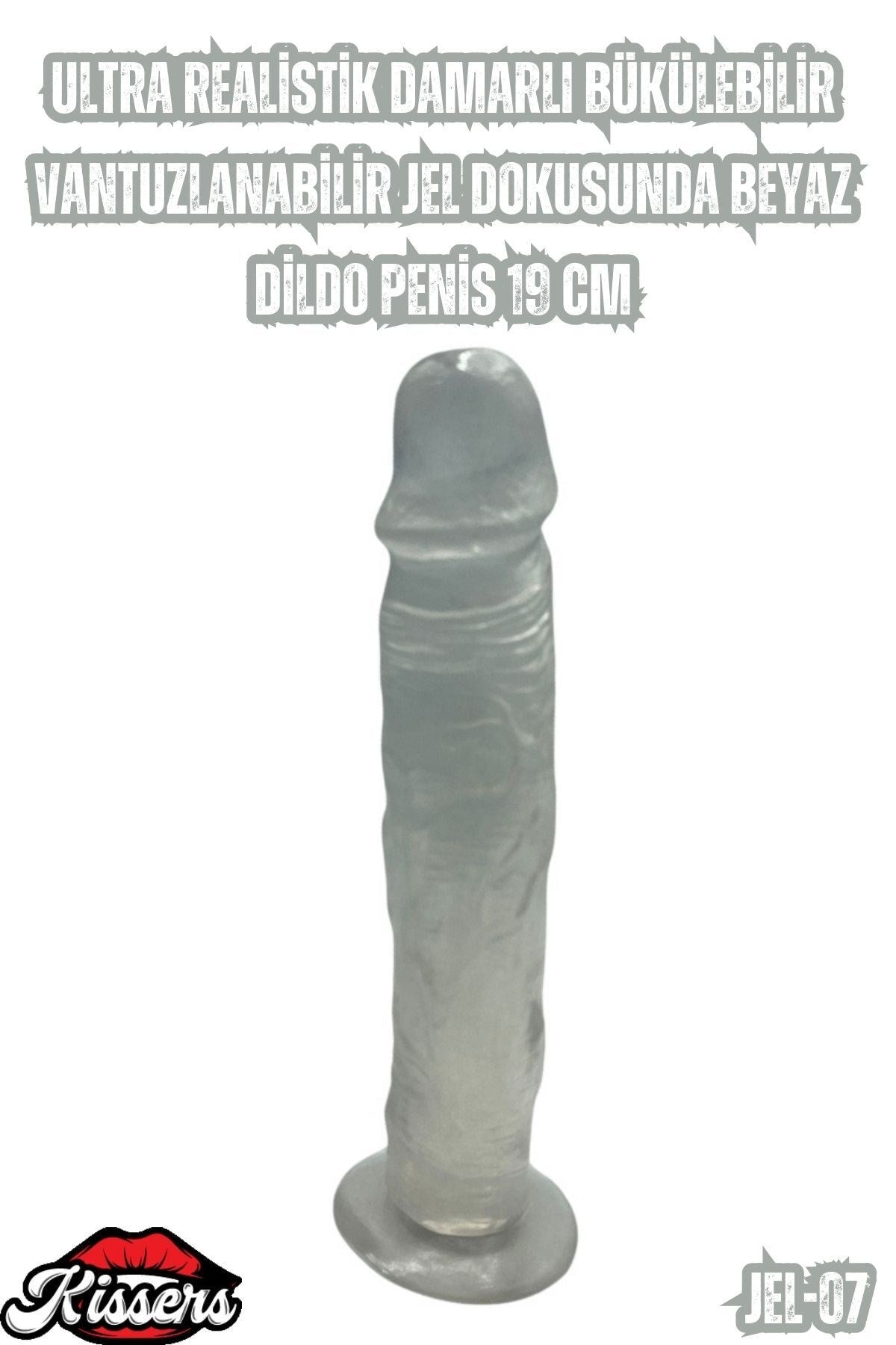 Ultra Realistik Damarlı Bükülebilir Vantuzlanabilir Jel Dokusunda beyaz Dildo Penis 19 Cm