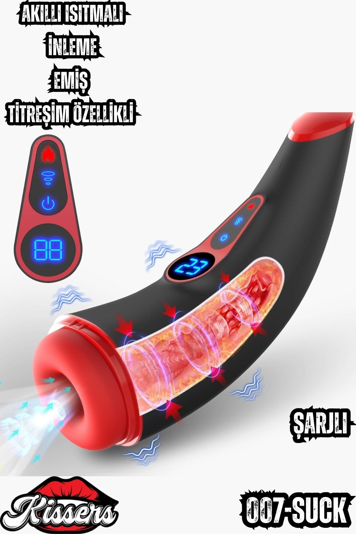 007 Pro Suck - Akıllı Isıtmalı Emiş ve Titreşim Özellikli Suni Vajina Dijital Ekranlı Mastürbatör