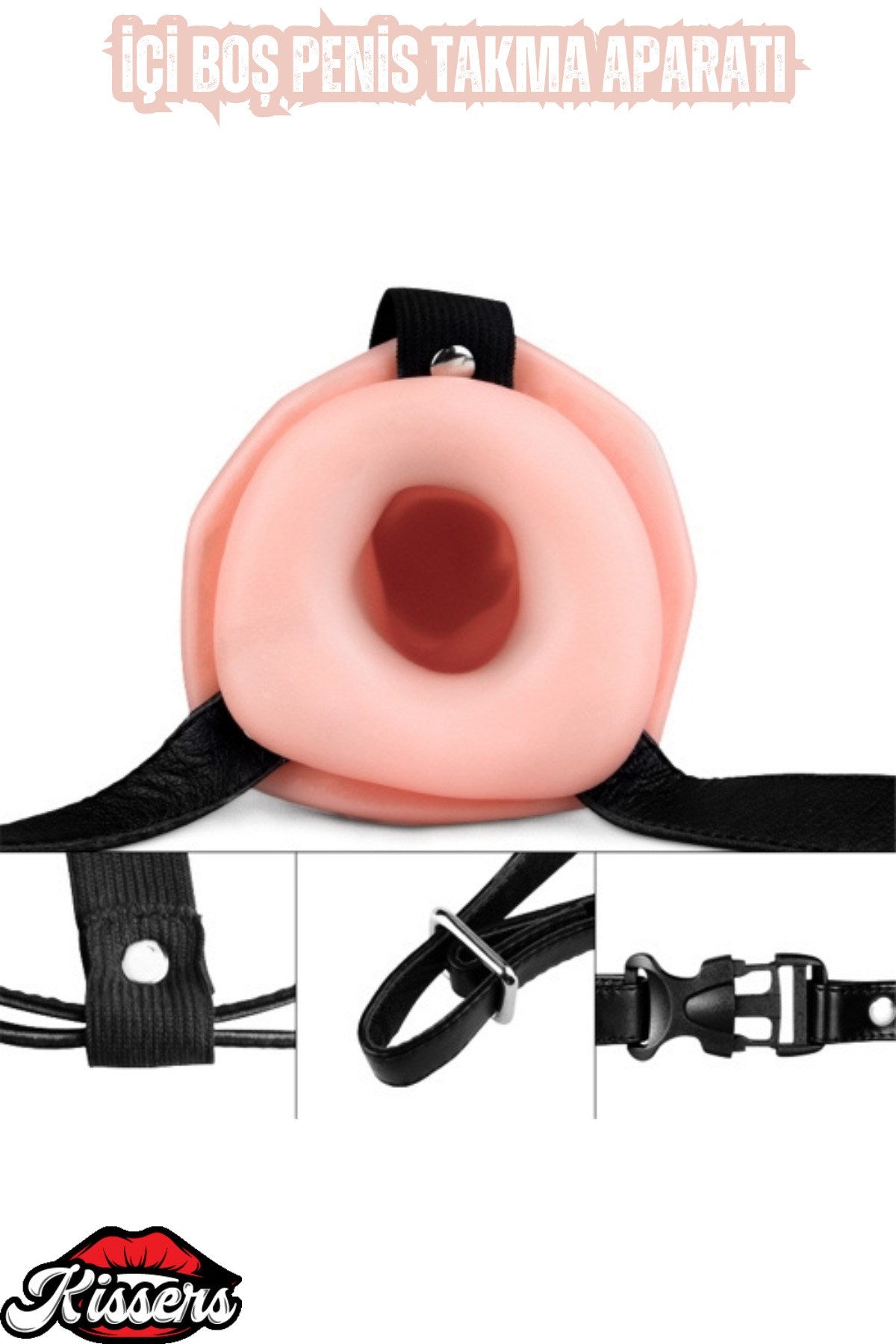 Strap On Belden İçi Boş Bağlamalı Çift Taraflı Penis Dildo 19 Cm