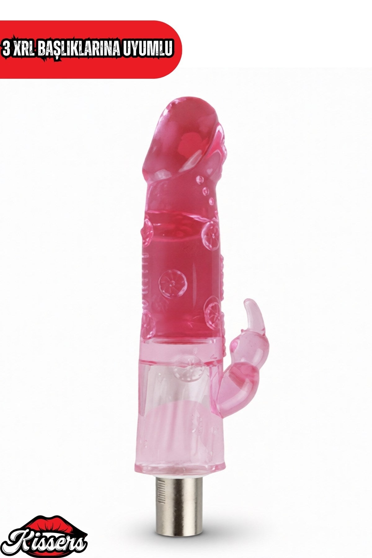 Sex Makinesi İçin 3XRL Uyumlu Tavşan G Nokta Uyarıcılı Pembe Penis Dildo Başlık 20 Cm