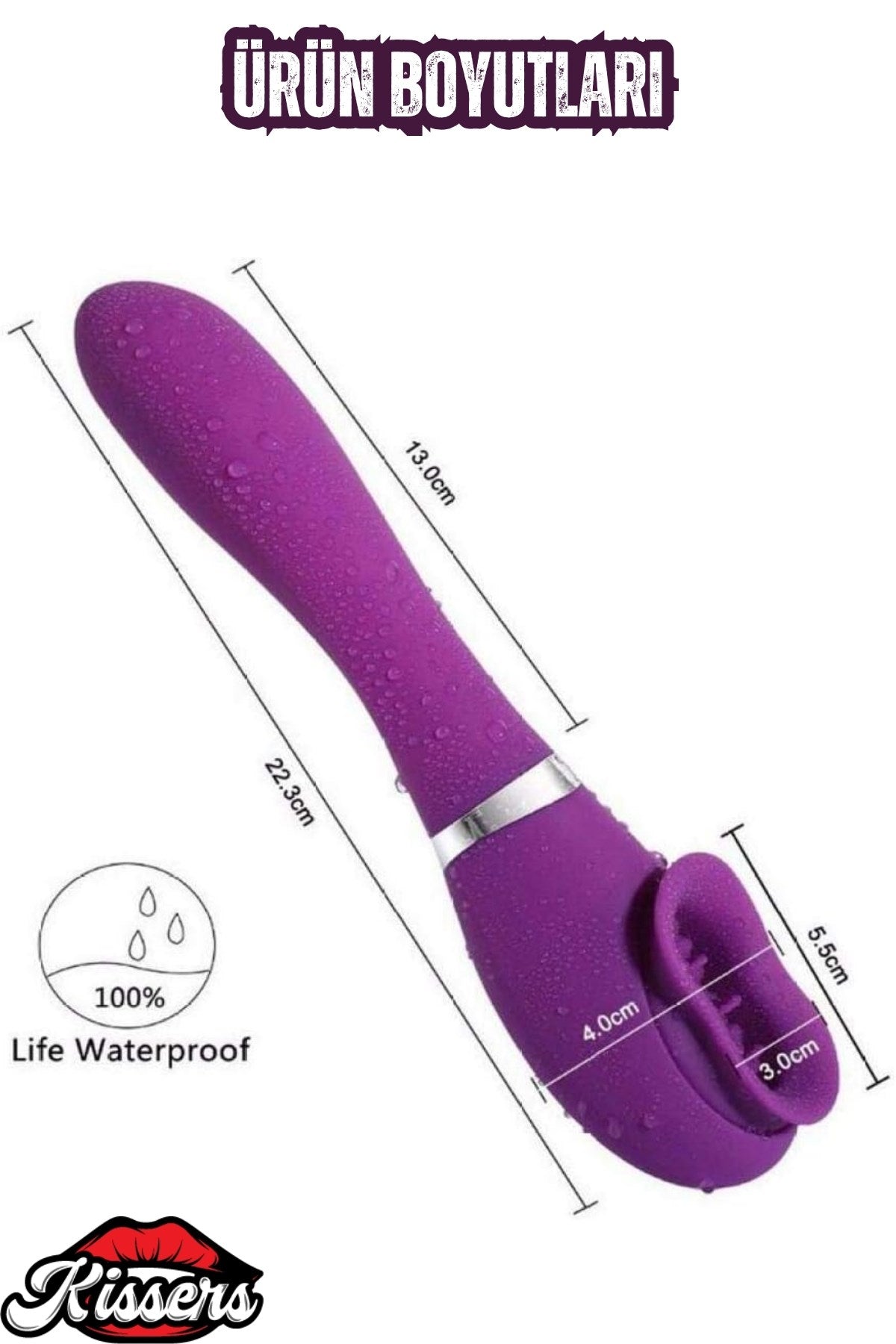 Mor Isıtmalı Çift Titreşimli Emiş ve Dil Anal Ve Klitoris Uyarıcılı Çift Taraflı Vibratör