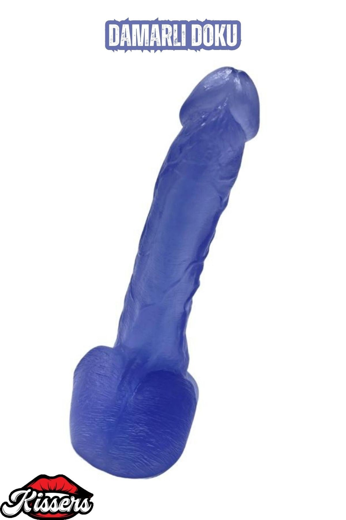 Ultra Realistik Damarlı Bükülebilir Vantuzlanabilir Jel Dokusunda mavi Dildo Penis 25 Cm