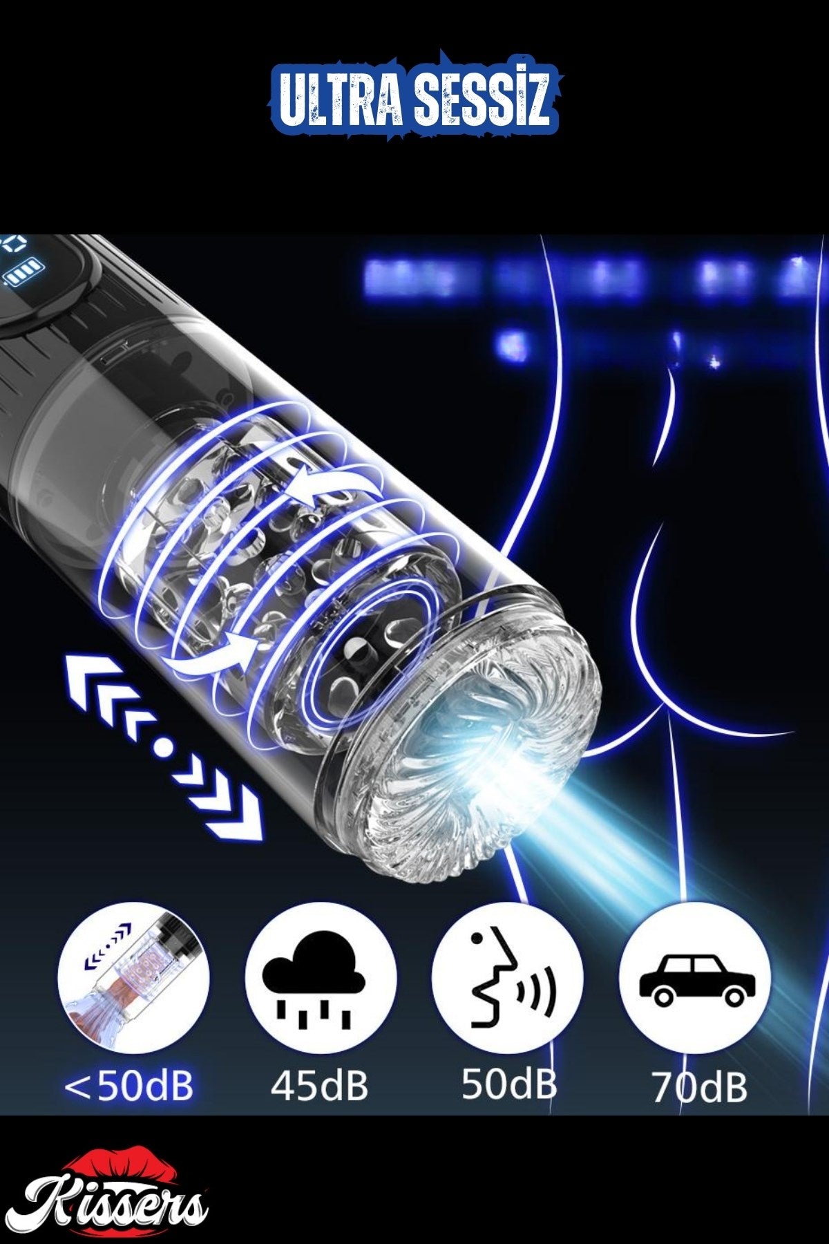 Şarjlı 360° Dönme ve İleri Geri Hareketli Emiş Özellikli Su Geçirmez Tam Otomatik Mastürbatör