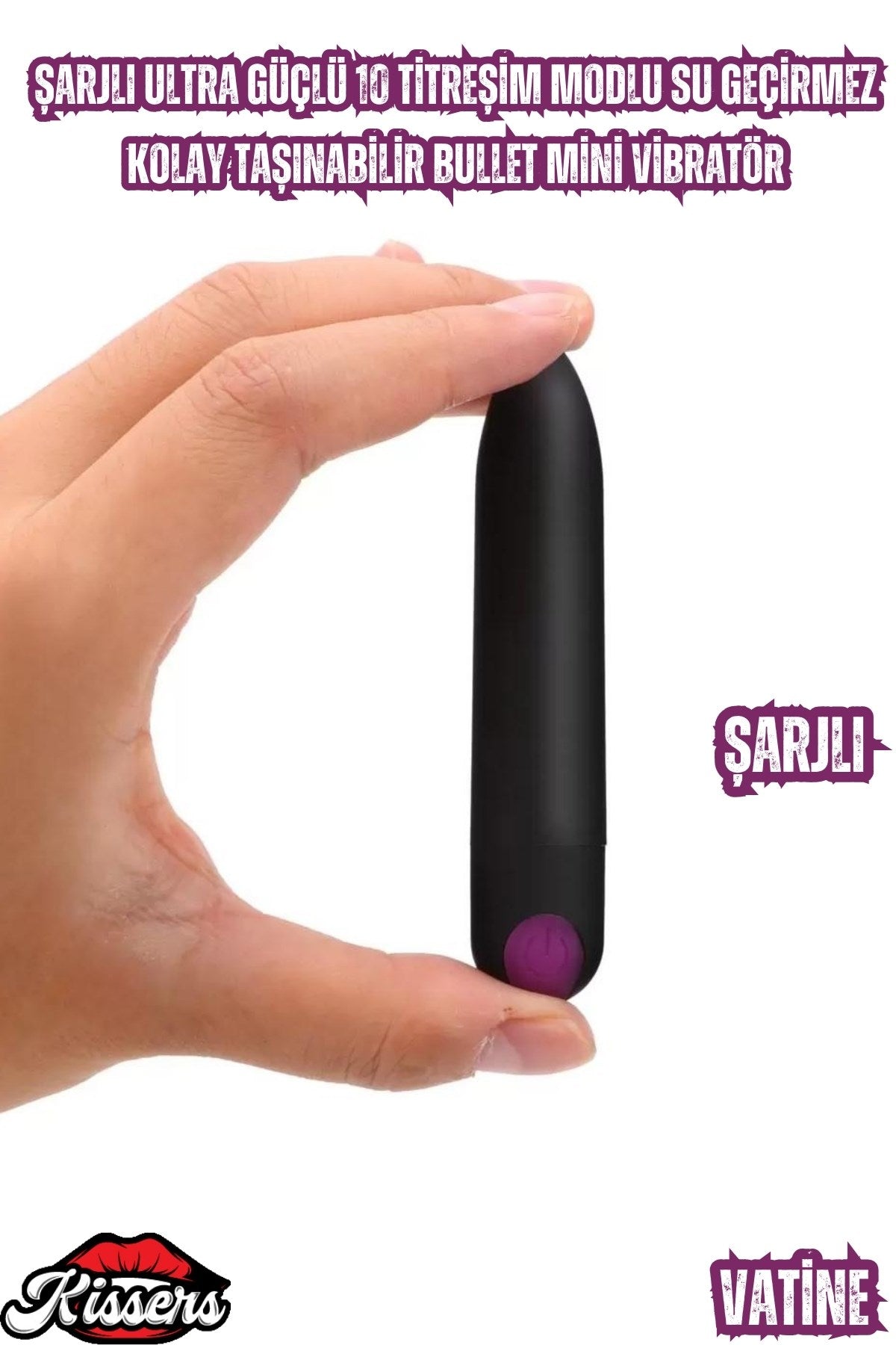 Şarjlı Ultra Güçlü 10 Titreşim Modlu Su Geçirmez Kolay Taşınabilir Bullet Mini Vibratör