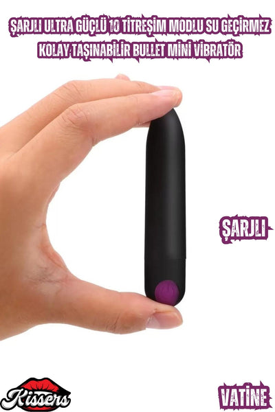 Şarjlı Ultra Güçlü 10 Titreşim Modlu Su Geçirmez Kolay Taşınabilir Bullet Mini Vibratör