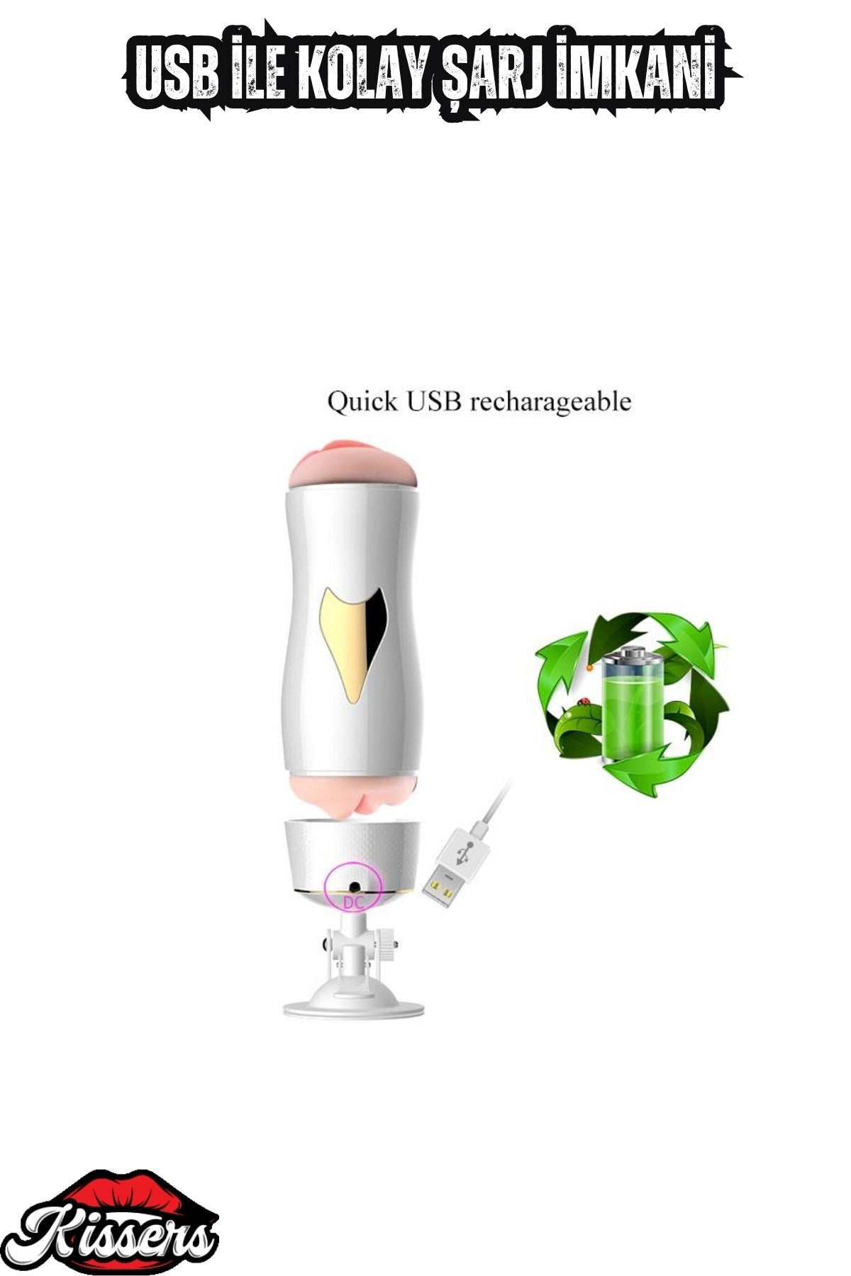 Şarjlı İnleme Sesli Güçlü Titreşimli  Çift Taraflı Vantuzlu Otomatik Mastürbatör