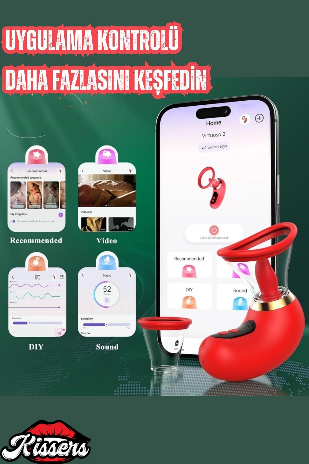 Telefon Kontrollü Emişli Titreşimli Dil Hareketli Göğüs Ve Vajina Başlıklı Vakum Vibratör