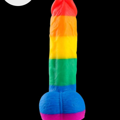 Cinsel Oyuncak Jel Dokusunda Ultra Realistik Gökkuşağı Renkli Yapay Penis Dildo 22.5 Cm