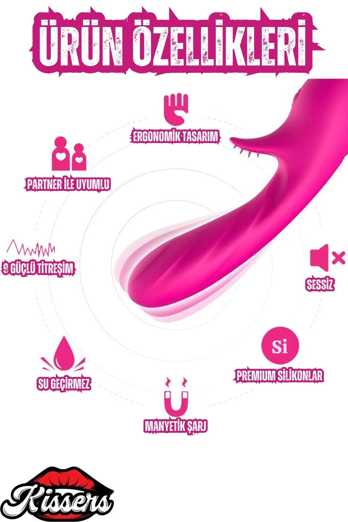 Cinsel Oyuncak Klitoris ve G Nokta Uyarıcılı Güçlü Titreşimli Sıvı Geçirmez Vibratör Pembe 18 Cm