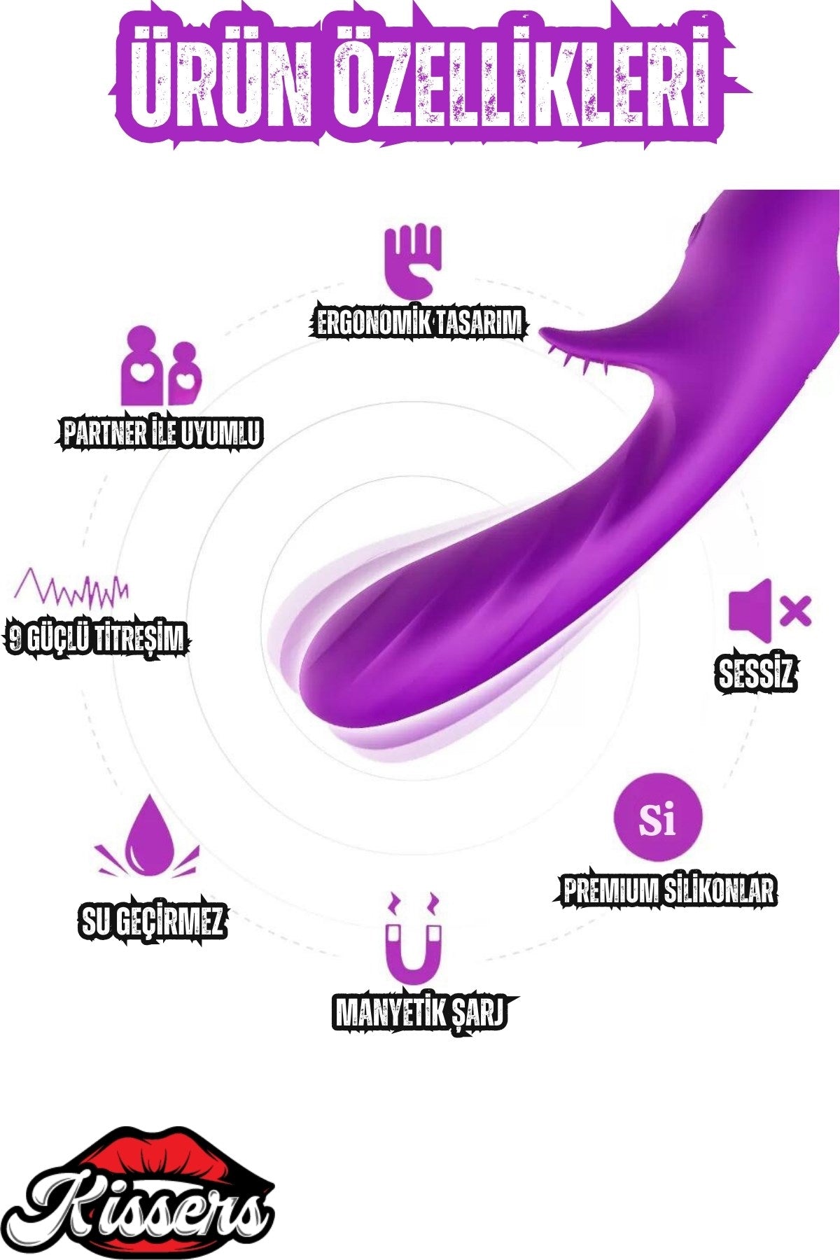 Cinsel Oyuncak Klitoris ve G Nokta Uyarıcılı Güçlü Titreşimli Sıvı Geçirmez Vibratör Mor 18 Cm