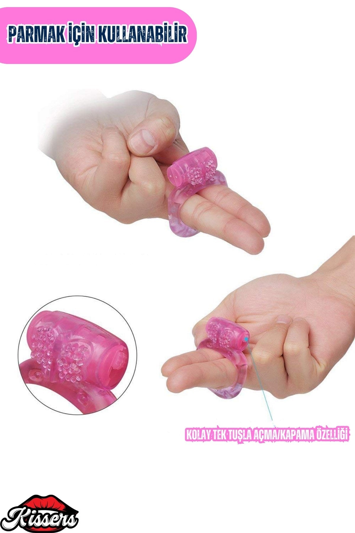 Klitoris Uyarıcılı Tırtıklı Titreşimli Silikon Pembe Penis Halkası