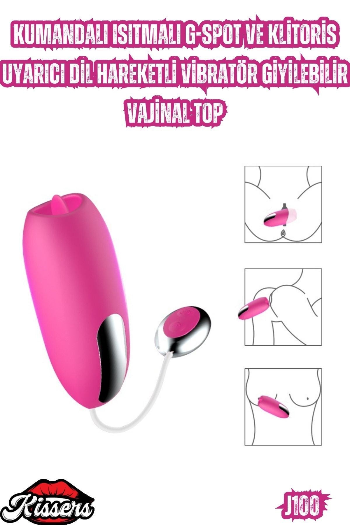 Kumandalı Isıtmalı G-Spot ve Klitoris Uyarıcı Dil Hareketli Vibratör Giyilebilir Vajinal Top