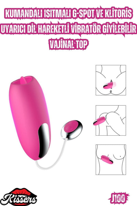 Kumandalı Isıtmalı G-Spot ve Klitoris Uyarıcı Dil Hareketli Vibratör Giyilebilir Vajinal Top
