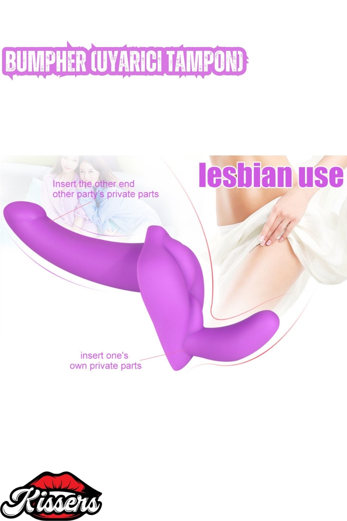 Uyarıcı Tamponlu Ultra Yumuşak Dokulu Lezbiyen Çift Taraflı Kemerli Silikon Dildo Penis