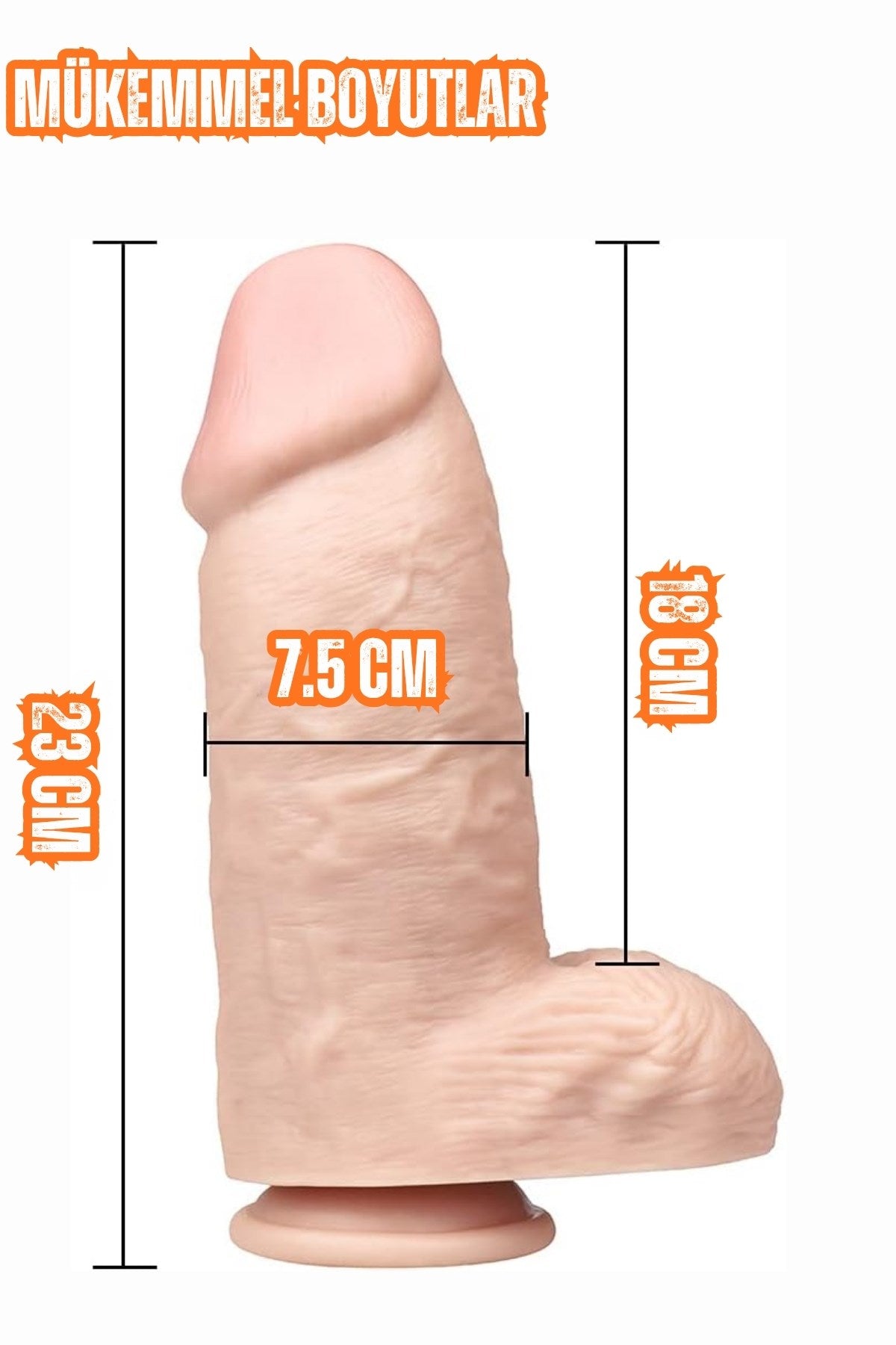 Cinsel Oyuncak Vantuzlanabilir Ultra Realistik Büyük Boy Kalın Dildo Penis 23 Cm