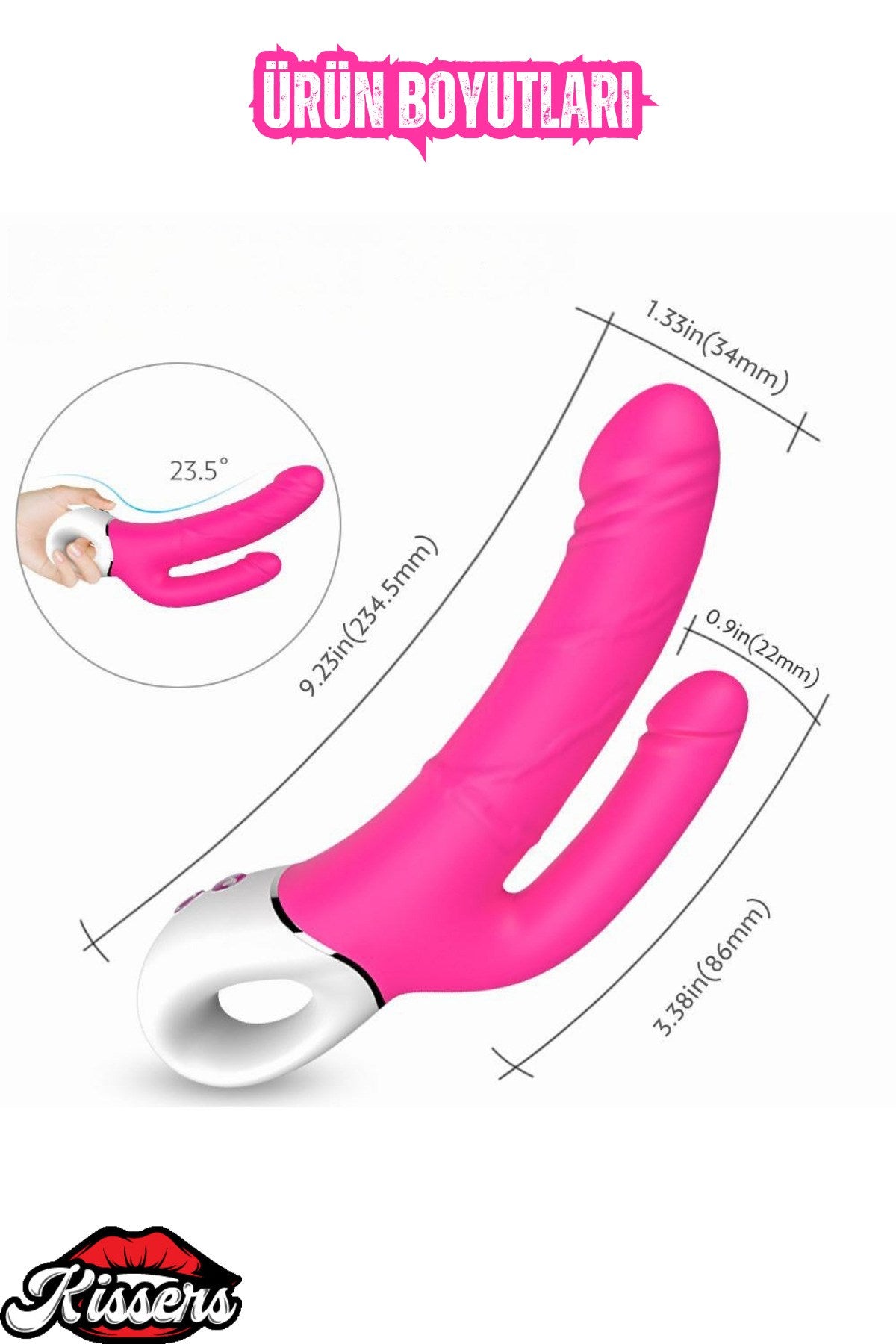 Tutma Aparatlı Çift Taraflı Anal ve G Nokta Uyarıcı 2 in 1 Yumuşak Yapay Penis Çatal Vajina Vibratör