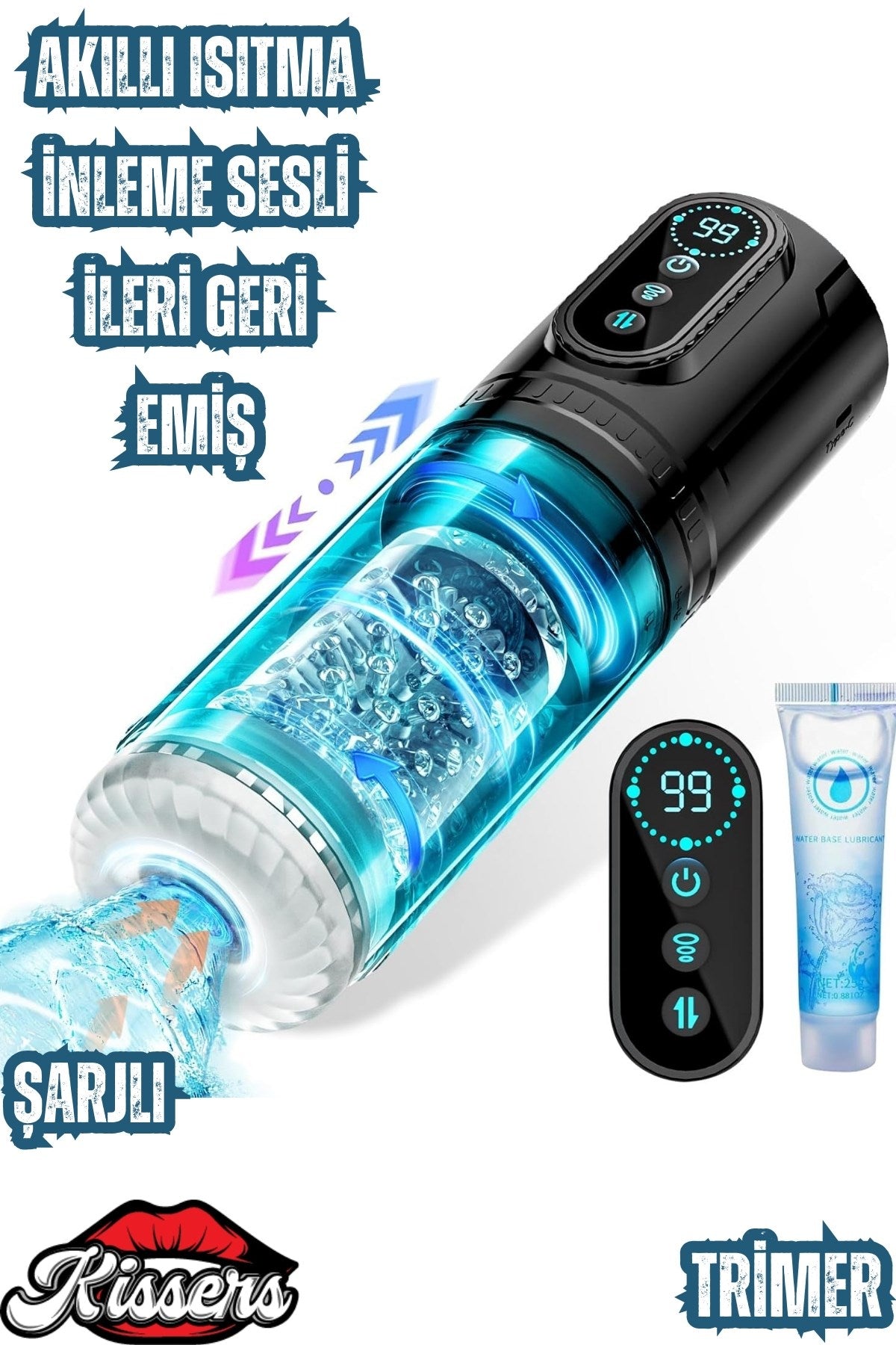 Isıtmalı İleri Geri Hareketli Emişli Ve Titreşimli Suni Vajina Dijital Ekranlı Otomatik Mastürbatör