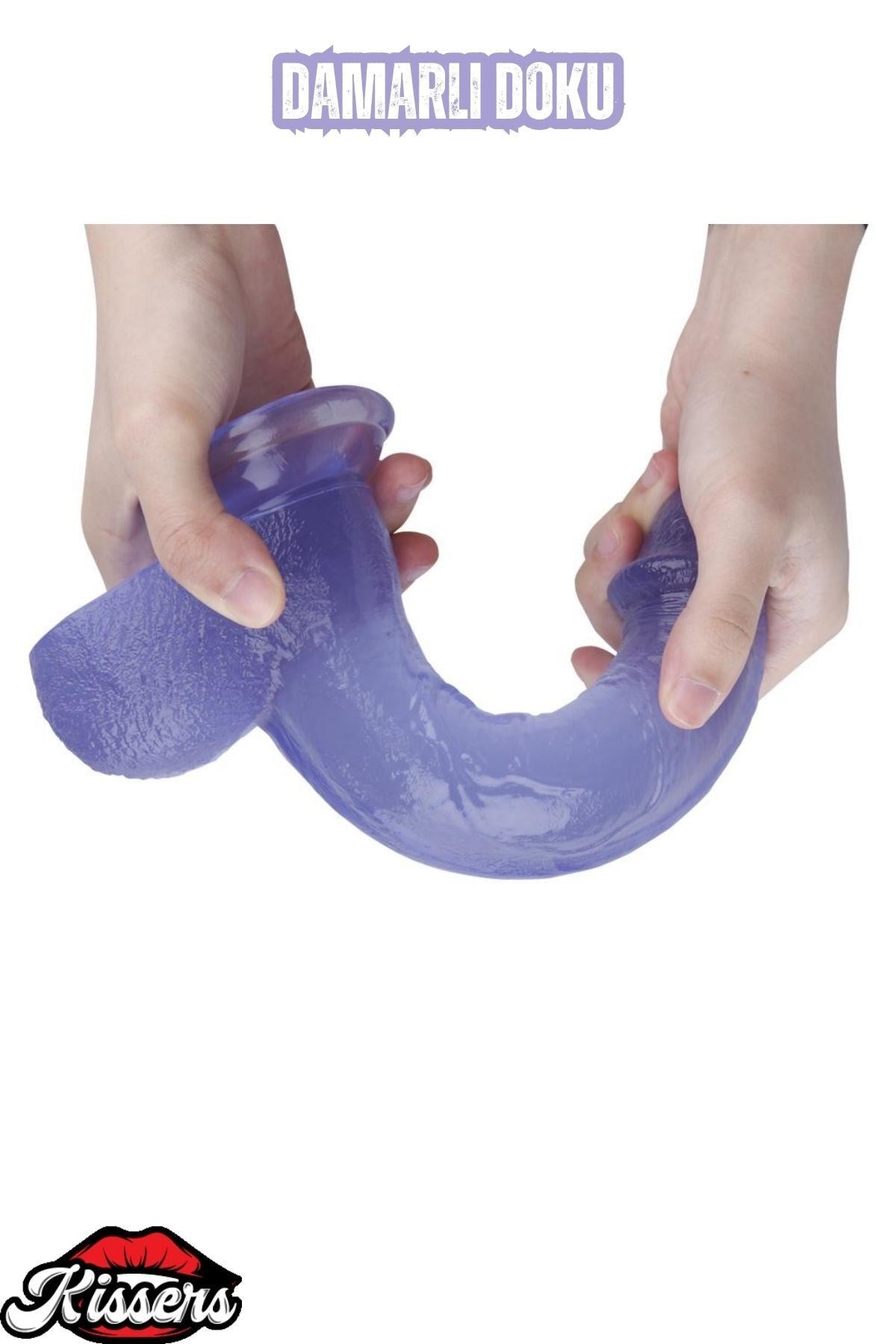 Ultra Realistik Damarlı Bükülebilir Vantuzlanabilir Jel Dokusunda Mor Dildo Penis 20 Cm