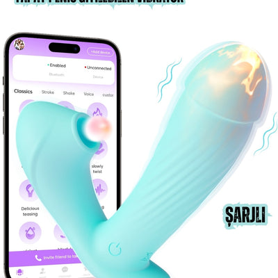 Telefon Kontrollü Emişli Isıtmalı Klitoris Emiş Uyarıcı Yapay Penis Giyilebilir Vibratör