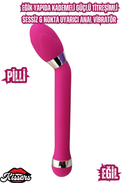 Cinsel Oyuncak Eğik Yapıda Kademeli Güçlü Titreşimli Sessiz G Nokta Uyarıcı Anal Vibratör 19 Cm