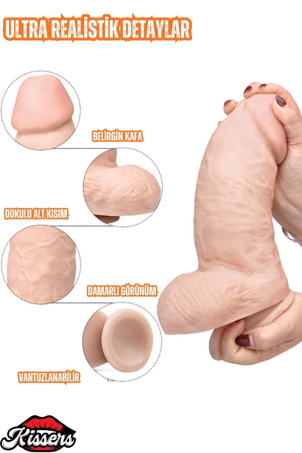 Cinsel Oyuncak Vantuzlanabilir Ultra Realistik Büyük Boy Kalın Dildo Penis 23 Cm