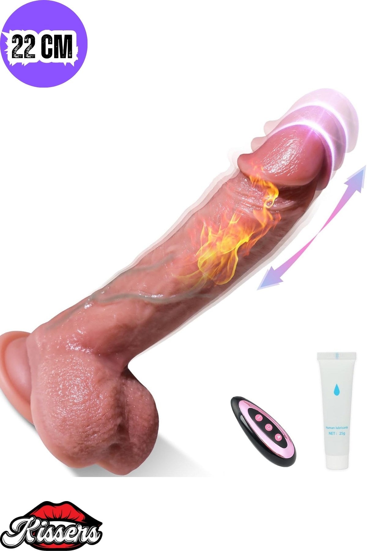 Uzaktan Kumandalı Isıtmalı İleri Geri Hareketli Rotasyonlu Realistik Ten Rengi Penis Dildo 22 Cm