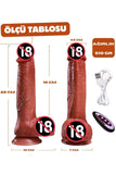 Uzaktan Kumandalı Isıtmalı İleri Geri Hareketli Rotasyonlu Realistik Penis Vibratör Dildo 22 Cm