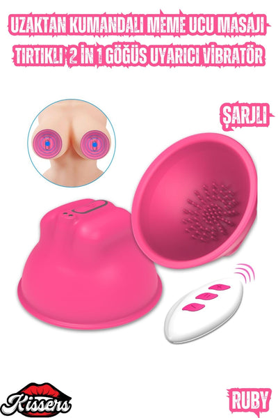 Ruby Şarjlı Uzaktan Kumandalı Meme Ucu Masajı Tırtıklı Göğüs Uyarıcı Vibratör