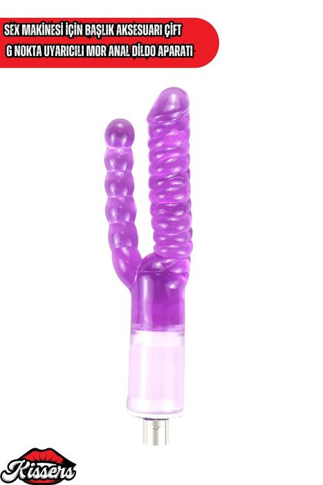 Sex Makinesi İçin 3XRL Uyumlu Çift Başlı G Nokta Uyarıcılı Mor Anal Dildo Başlık