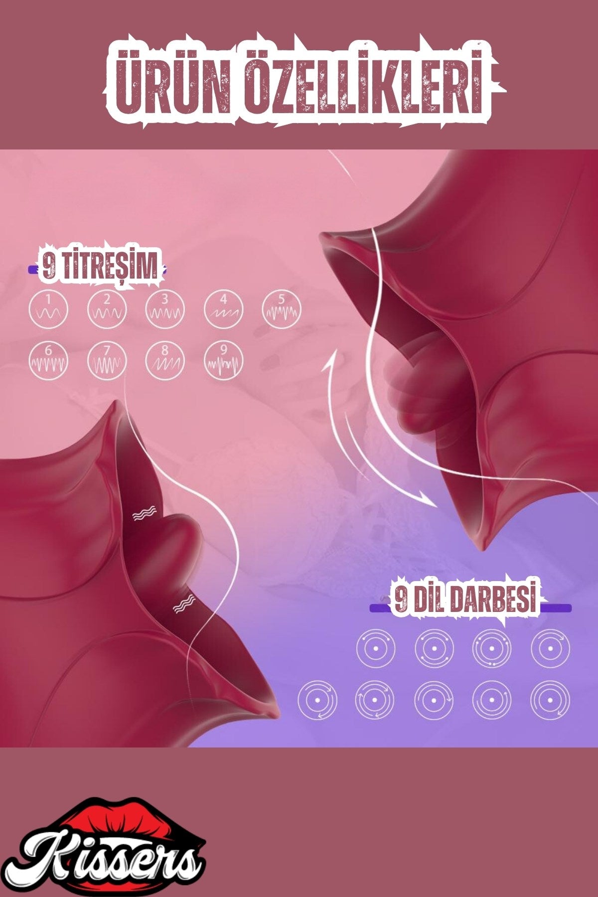 Cinsel Oyuncak Klitoris ve Meme Ucu Uyarılcılı Güçlü Titreşimli Dil Darbeli Vibratör 9.4 Cm